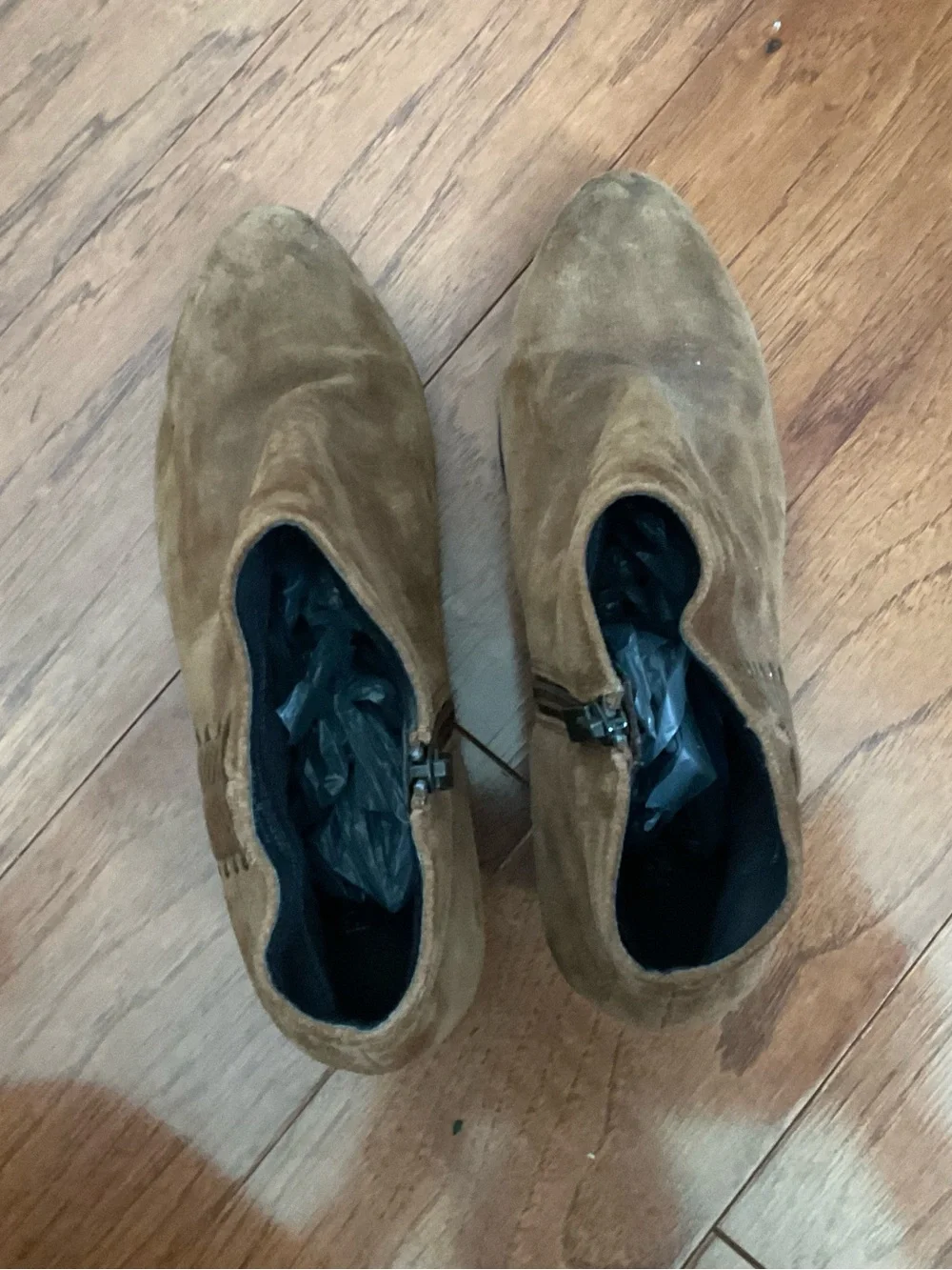 Franco Fortini Nicolette Brown Suede Ankle Booties Size 8 Zip Close Western